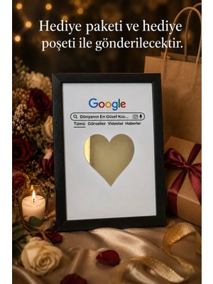 BirbeyStore Dünyanın En Güzel Kızı (Ahşap) Aynalı Tablo Sevgiliye Arkadaşa Anlamlı Hediye