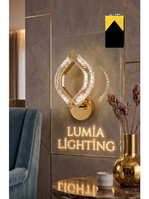 Yonca Model Gold Kristal Salon Mutfak Yatak Çocuk Odası Pilli Aplik