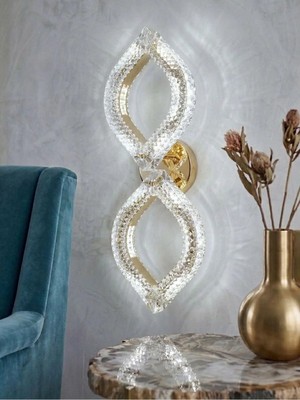 Yonca Model Ikili Gold 3 Renk Modu Kristal Taşlı Salon Mutfak Yatak Çocuk Odası Aplik