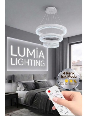 Vera Model Beyaz Kumandalı 3 Renk Modu Ledli Modern Salon Mutfak Çocuk Yatak Odası LED Avize