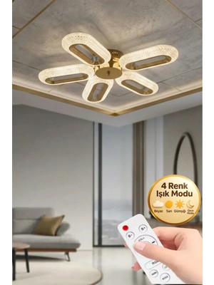 Eclipse Model 5"li Gold Kumandalı 3 Renk Modu Ledli Modern Tavana Sıfır Salon Mutfak Yatak Odası LED Avize