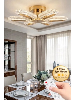 Eclipse Model 6"lı Gold Kumandalı 3 Renk Modu Ledli Modern Tavana Sıfır Salon Mutfak Yatak Odası LED Avize