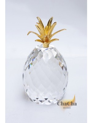 YNSK Ong-Lai Dekoratif Kristal Cam Ananas Dekor Obje – Gold Metal Çiçek