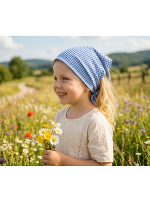 Eylülce Butik Kız Çocuk Bandana %100 Pamuk Yakmaz-Terletmez-Kaymaz Yazlık Bandana Fular (45*45 Cm)