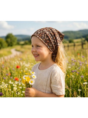 Eylülce Butik Kız Çocuk Bandana %100 Pamuk Yakmaz-Terletmez-Kaymaz Yazlık Bandana Fular (45*45 Cm)