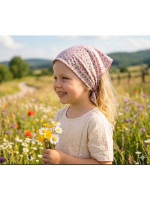 Eylülce Butik Kız Çocuk Bandana %100 Pamuk Yakmaz-Terletmez-Kaymaz Yazlık Bandana Fular (45*45 Cm)
