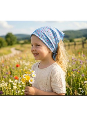 Eylülce Butik Kız Çocuk Bandana %100 Pamuk Yakmaz-Terletmez-Kaymaz Yazlık Bandana Fular (45*45 Cm)