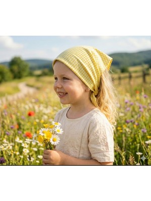 Eylülce Butik Kız Çocuk Bandana %100 Pamuk Yakmaz-Terletmez-Kaymaz Yazlık Bandana Fular (45*45 Cm)