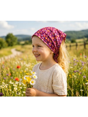 Eylülce Butik Kız Çocuk Bandana %100 Pamuk Yakmaz-Terletmez-Kaymaz Yazlık Bandana Fular (45*45 Cm)