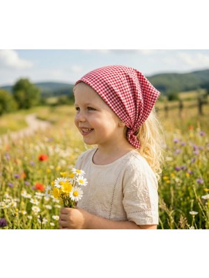 Eylülce Butik Kız Çocuk Bandana %100 Pamuk Yakmaz-Terletmez-Kaymaz Yazlık Bandana Fular (45*45 Cm)