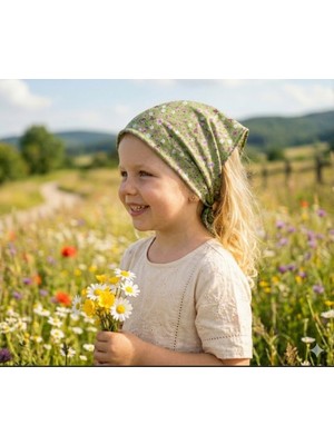 Eylülce Butik Kız Çocuk Bandana %100 Pamuk Yakmaz-Terletmez-Kaymaz Yazlık Bandana Fular (45*45 Cm)
