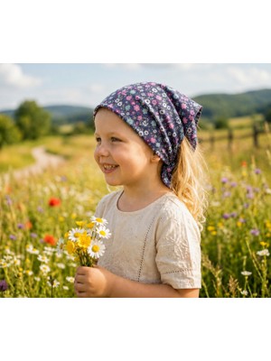 Eylülce Butik Kız Çocuk Bandana %100 Pamuk Yakmaz-Terletmez-Kaymaz Yazlık Bandana Fular (45*45 Cm)