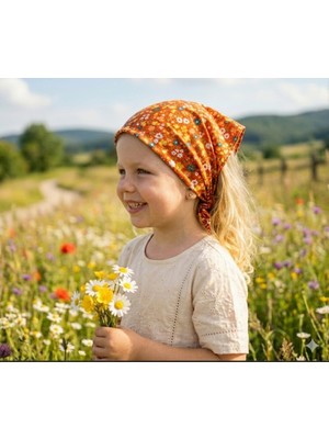 Eylülce Butik Kız Çocuk Bandana %100 Pamuk Yakmaz-Terletmez-Kaymaz Yazlık Bandana Fular (45*45 Cm)