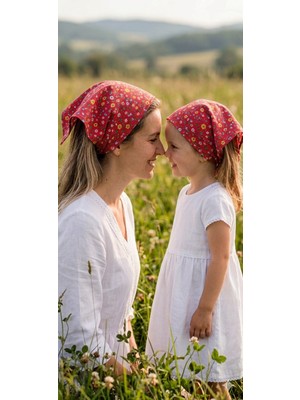 Eylülce Butik Anne Kız Kombin Saç Bandanası Takım Yazlık Ürün %100 Pamuklu Poplin Kumaş ( Anne Kız Ikili Fiyatıdır)