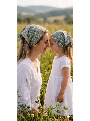 Eylülce Butik Anne Kız Kombin Saç Bandanası Takım Yazlık Ürün %100 Pamuklu Poplin Kumaş ( Anne Kız Ikili Fiyatıdır)