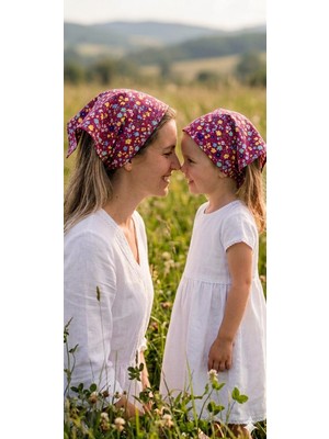 Eylülce Butik Anne Kız Kombin Saç Bandanası Takım Yazlık Ürün %100 Pamuklu Poplin Kumaş ( Anne Kız Ikili Fiyatıdır)