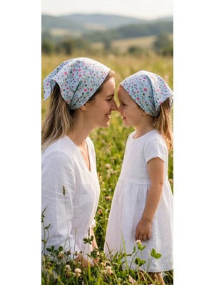 Eylülce Butik Anne Kız Kombin Saç Bandanası Takım Yazlık Ürün %100 Pamuklu Poplin Kumaş ( Anne Kız Ikili Fiyatıdır)