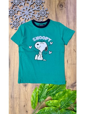 bebekokusu Snoopy Yeşil Erkek Çocuk Tişört