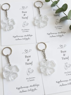 20 Adet Kartlı Epoksi Anahtarlık Yonca , Söz , Nişan, Nikah , Kına, Mevlüt Hediyelik
