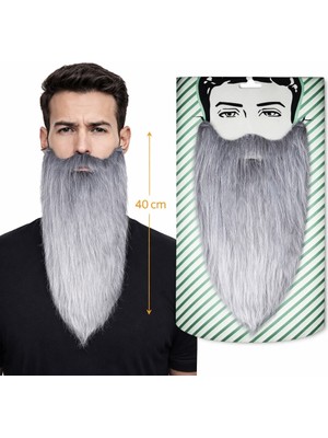 Go İthalat Gri Renk Lastikli Uzun Takma Sakal 40 cm (5615)