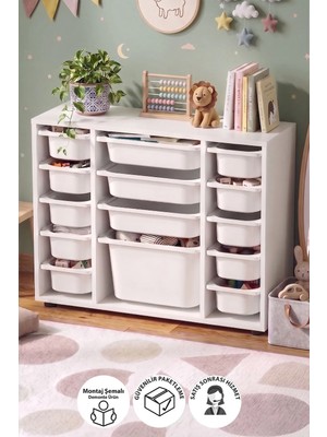 Bofigo Modern 14 Sepetli Dolap Suntalam Malzemeden Üretilmiş 72 cm Yükseklik 92 cm Genişlik