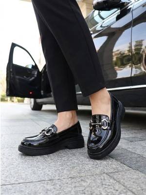 Nesil Shoes Wiss 1803  Siyah Rugan Maskulen Kadın Ayakkabı