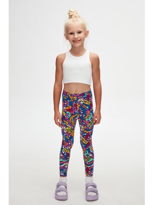 Lovetti Abstract Leopard Kız Çocuk Yazlık Desenli Tayt