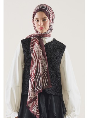 Fresh Scarfs Wild Zebra Desen Rami Şal Bordo