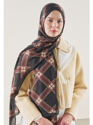 Fresh Scarfs Plaid Desen Rami Şal Siyah
