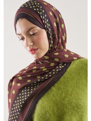 Fresh Puantiye Desen Rami Şal Bordo