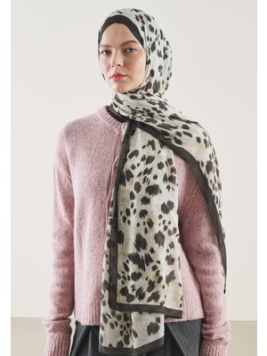 Fresh Scarfs Cheetah Desen Rami Şal Siyah