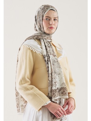 Fresh Scarfs Floral Lace Desen Rami Şal Bej