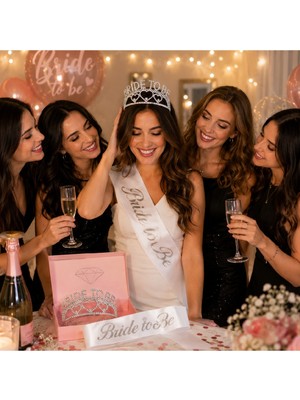 Bkmc Party Bride To Be Taç ve Kuşak Seti Bekarlığa Veda Partisi Gelin Aksesuarı