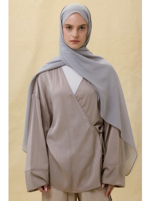 Gri Fenza Scarf Paris Ipeği Şal