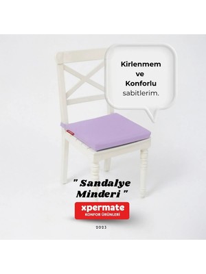 Xpermate Sandalye Minderi 40 x 40 cm Bağcıklı Fermuarlı Su Geçirmez Yıkanabilir Balkon Bahçe Minderi Lila