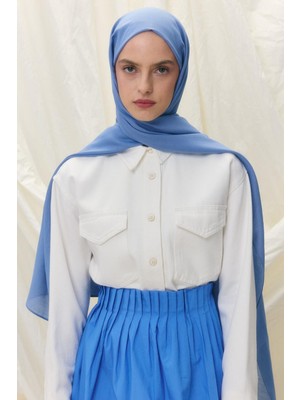 Açık Indigo Fenza Scarf Paris Ipeği Şal