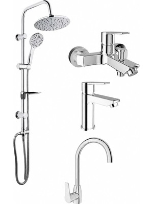Kale Mare Banyo+Lavabo+Mutfak Bataryası ve Tema 53230 Tepe Duş Seti