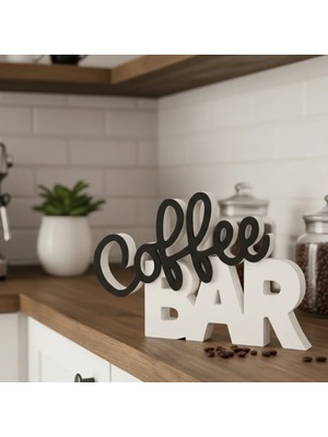 Yuflin Design Coffee Bar Yazılı Dekoratif Biblo – Kahve Köşesi Aksesuarı, Modern Ev & Ofis Kahve Dekoru