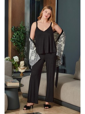 Coss By Aqua Kadın 3’lü Pijama Takımı Sabahlıklı Set C9T5N562