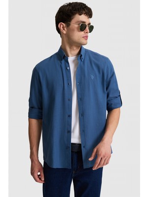 U.S. Polo Assn. Erkek Açık Lacivert Uzun Kollu Basic Gömlek 50324660-VR059