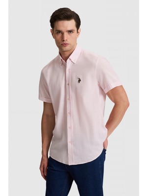 U.S. Polo Assn. Erkek Açık Pembe Kısa Kollu Gömlek 50320240-VR078