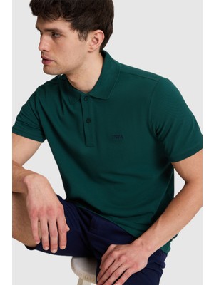 U.S. Polo Assn. Erkek Koyu Yeşil Regular Fit Polo Yaka Basic Tişört 50326963-VR079