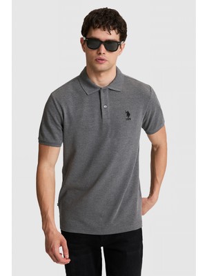 U.S. Polo Assn. Erkek Antrasit Melanj Regular Fit Polo Yaka Basic Tişört 50322314-VR081