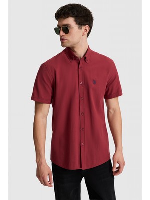 U.S. Polo Assn. Erkek Vişne Kısa Kollu Gömlek 50324727-VR223
