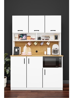 Asra Trend Modern Kahve Köşesi Dolabı %100 Mdf Çok Amaçlı Erzak Depolama Dolabı KAHVE03