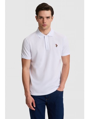 U.S. Polo Assn. Erkek Beyaz Regular Fit Polo Yaka Basic Tişört 50326972-VR013