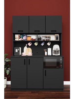 Asra Trend Modern Kahve Köşesi Dolabı %100 Mdf Çok Amaçlı Erzak Depolama Dolabı KAHVE03