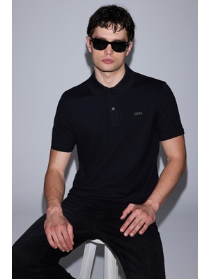 U.S. Polo Assn. Erkek Siyah Regular Fit Polo Yaka Basic Tişört 50326963-VR046