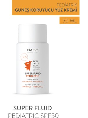 Babe Laboratorios Super Fluid Pediatric SPF50+ Sunscreen 50ml - Bebek ve Çocuklar İçin Nemlendiricili Yüz Güneş Kremi