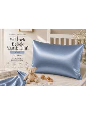 ICON SILK %100 Saf Ipek Bebek Yastık Kılıfı (Açık Mavi)